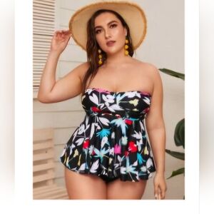 Women's Floral Twist Front Bandeau Takini Tops size 12 (0XL)